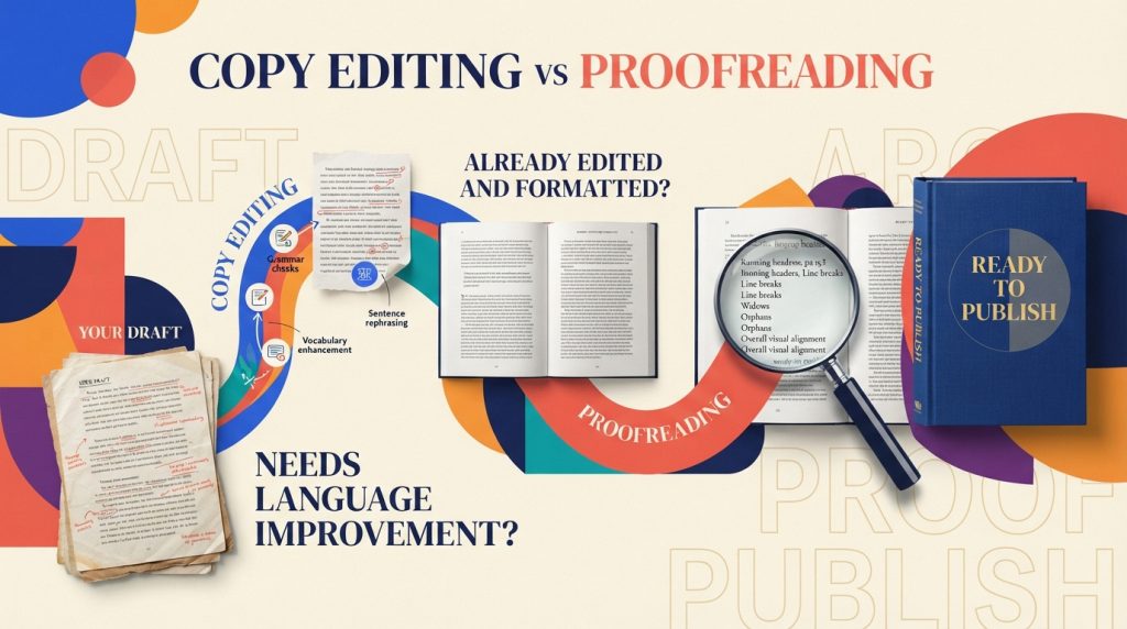 Choosing copy editing or proofreading based on your manuscript stage